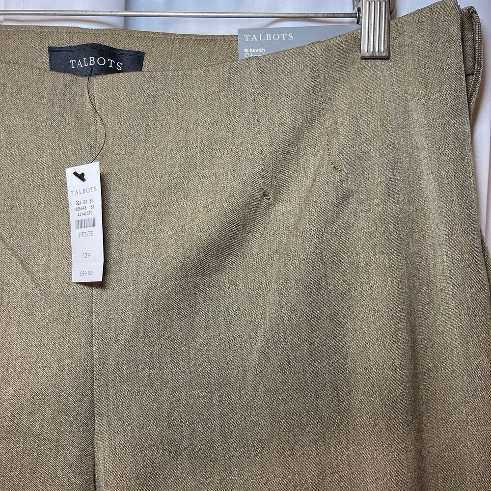 Talbots Women's Size 12P NWT Bi-Stretch Straight Leg Pants Full Length Beige